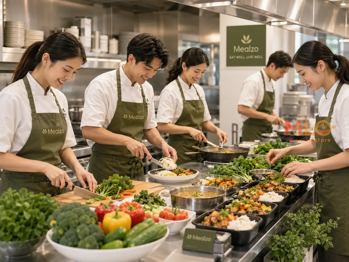 เชฟ Mealzo จัดจานอาหารในครัวที่ Bang Na